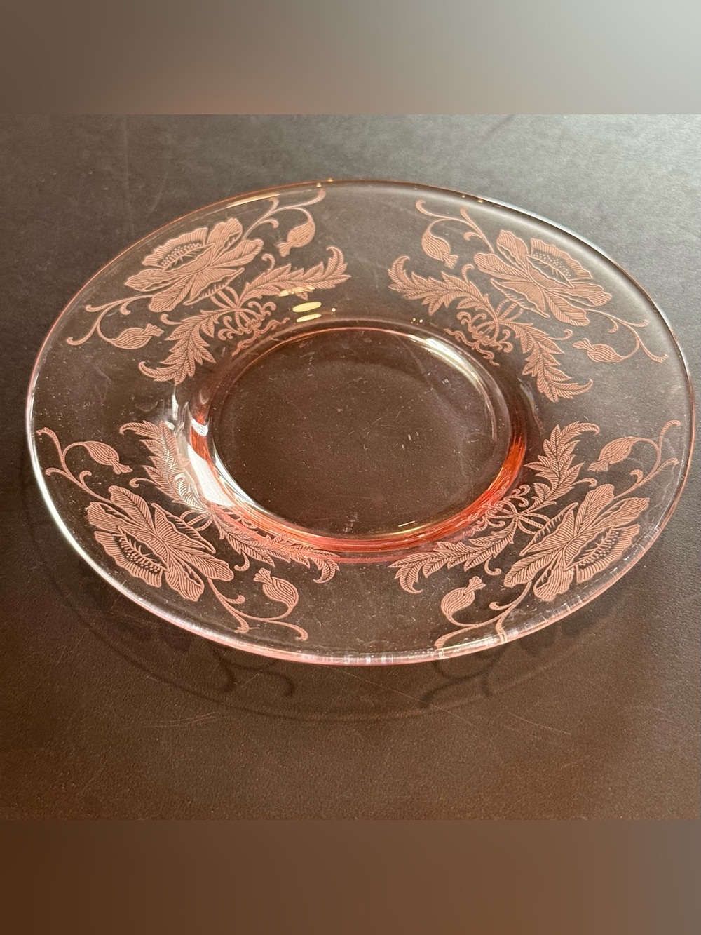 Tiffin “Flanders” Elegant Pink Etched Depression Glass Bread & Butter Plate